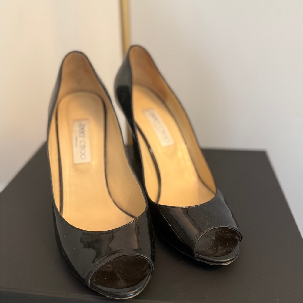 Jimmy Choo Black Peep-Toe Women's Shoes